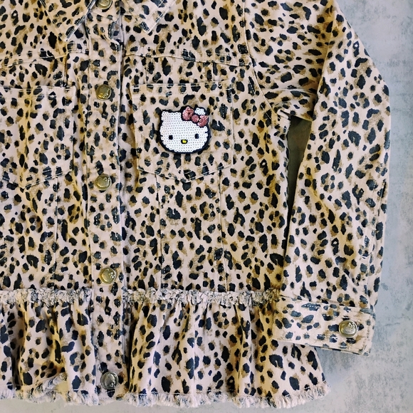 365 Kids Hello Kitty Leopard Print Lightweight Jacket Girls Size 5 - Picture 2 of 12
